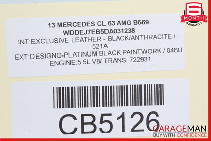 07-14 Mercedes W221 S550 CL550 CL600 Rear Left Side Quarter Airbag Air Bag