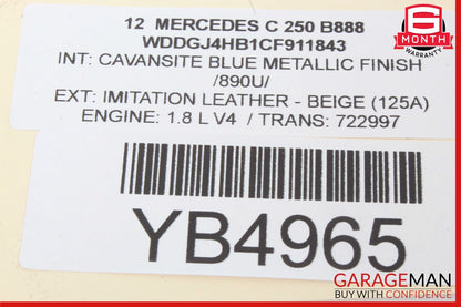 12-14 Mercedes W204 C250 C350 C63 AMG Coupe Roof Curtain Air Bag Left Side OEM