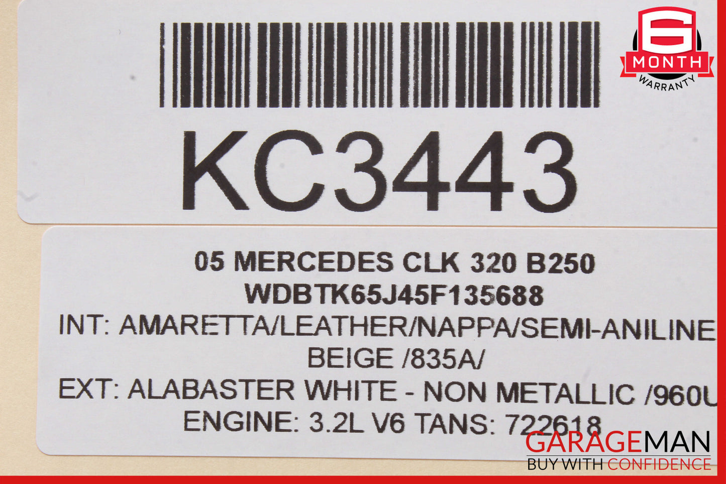 Mercedes W209 CLK320 CLK63 Convertible Quarter Airbag Air Bag Rear Left Side OEM