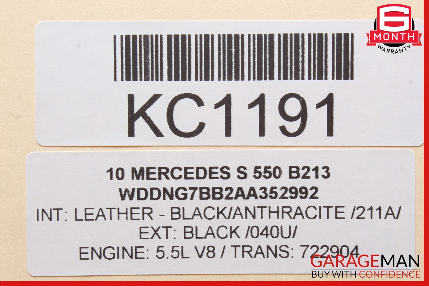 10-14 Mercedes W221 S550 S600 CL550 Steering Wheel Airbag Air Bag Leather Black