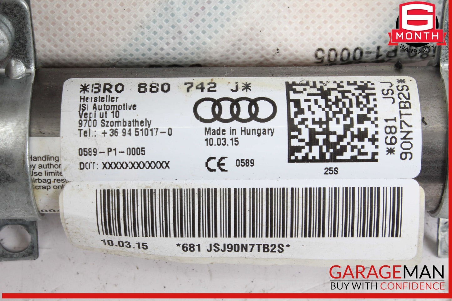 13-17 Audi Q5 Right Passenger Side Curtain Airbag Air Bag 8R0880742J OEM