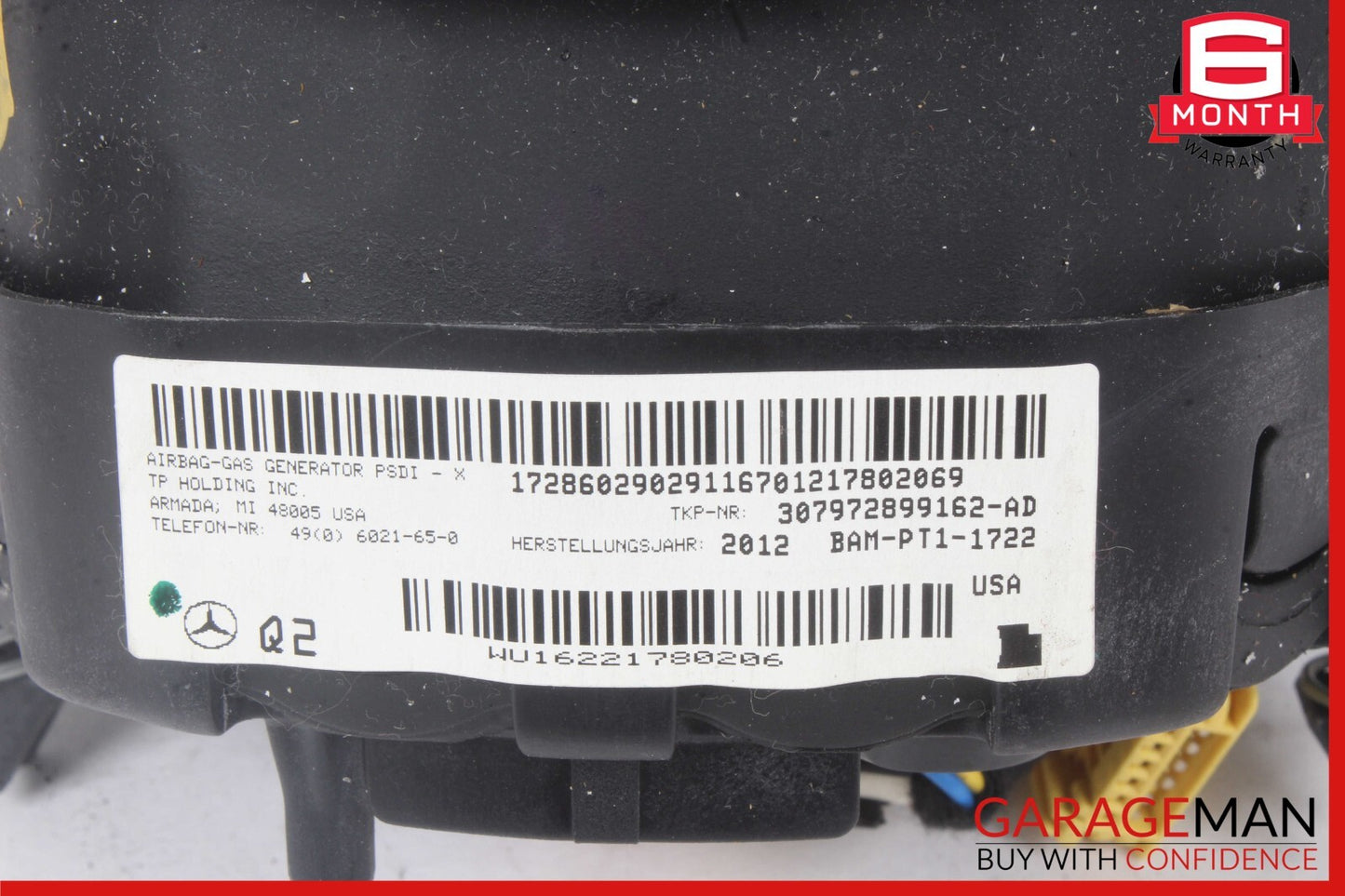 12-17 Mercedes C250 GLK350 E550 C300 E63 Steering Wheel Airbag Air Bag Black OEM