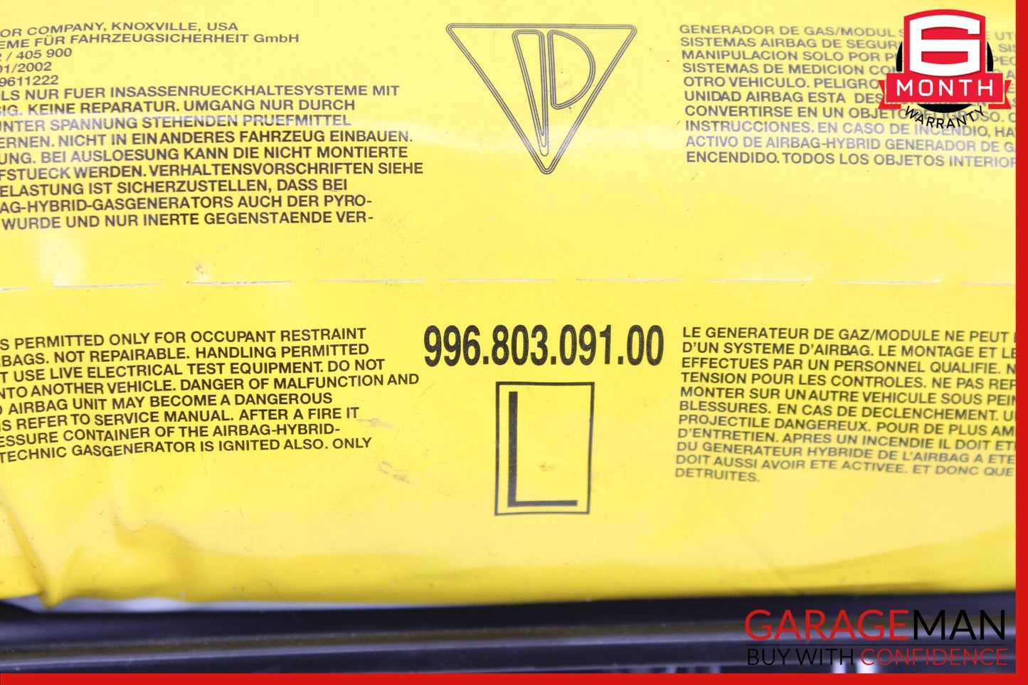 97-05 Porsche Boxster 986 Carrera 996 911 Front Left Door Airbag Air Bag OEM