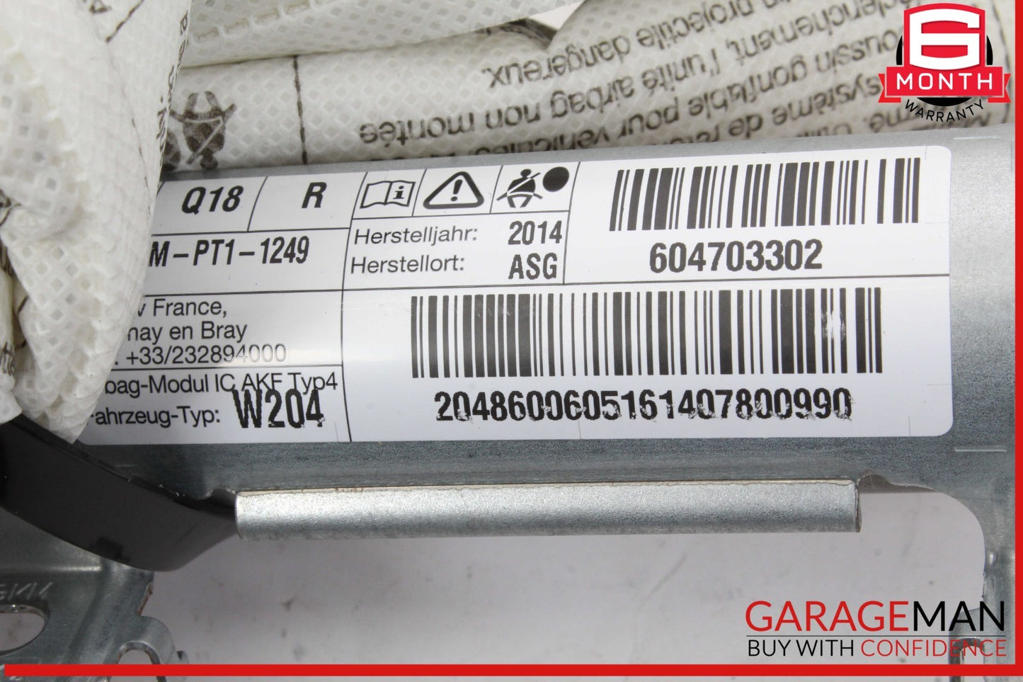 08-14 Mercedes W204 C250 CGI Right Side Roof Curtain Airbag Air Bag OEM