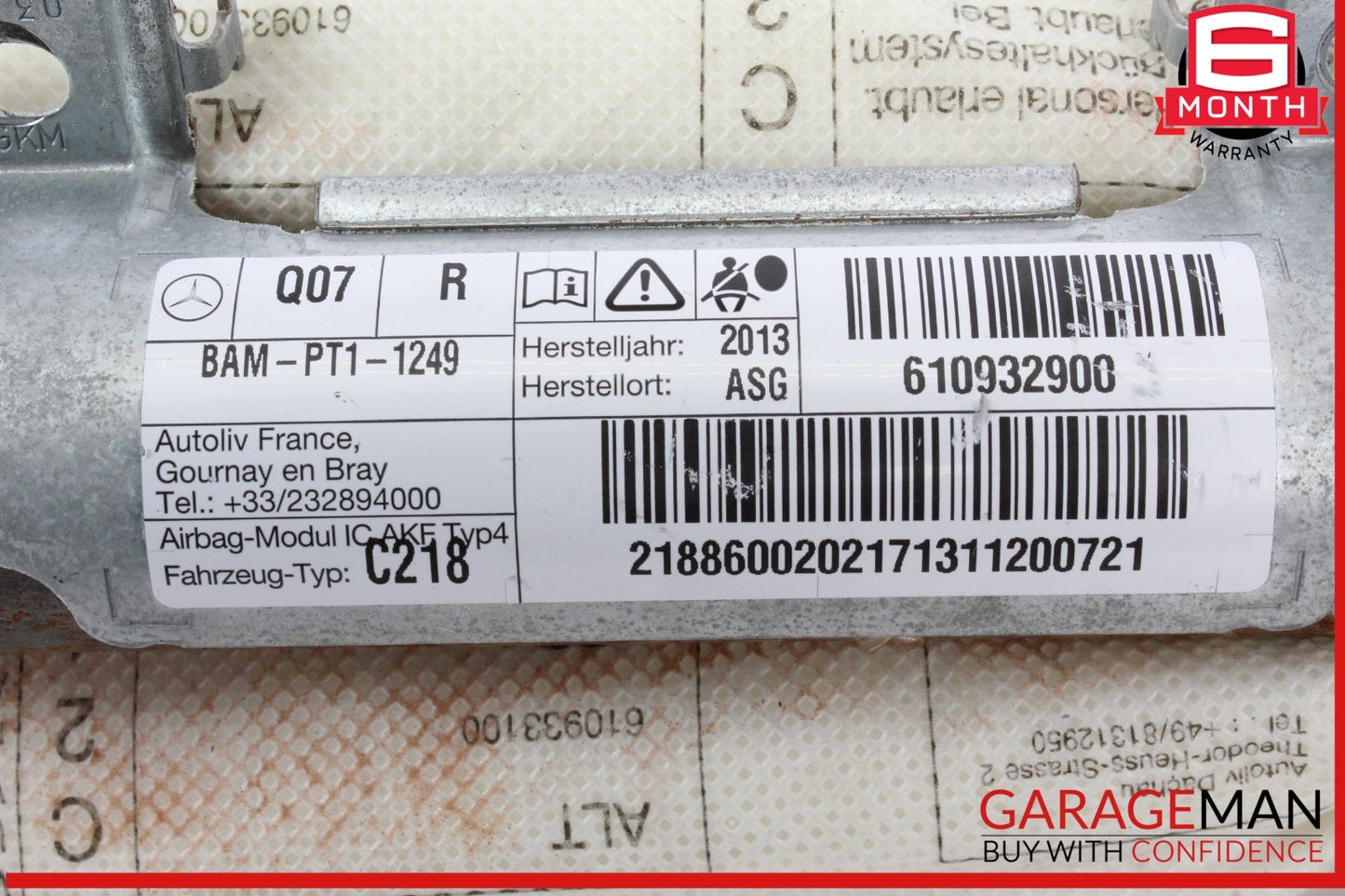 12-18 Mercedes W218 CLS550 CLS400 Roof Curtain Air Bag Right Passenger Side OEM
