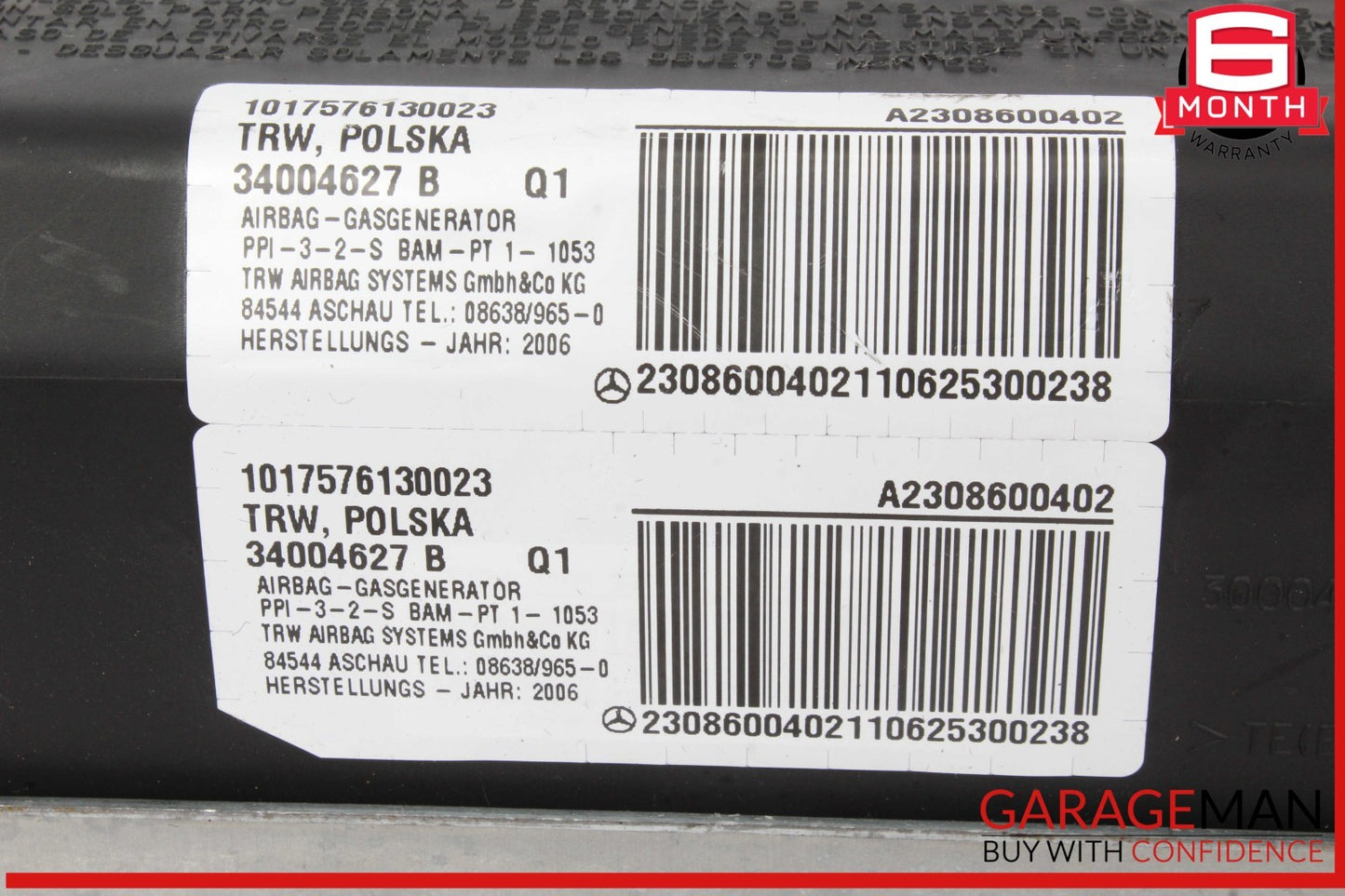03-12 Mercedes R230 SL550 SL500 SL65 Front Right Side Dash Airbag Air Bag OEM