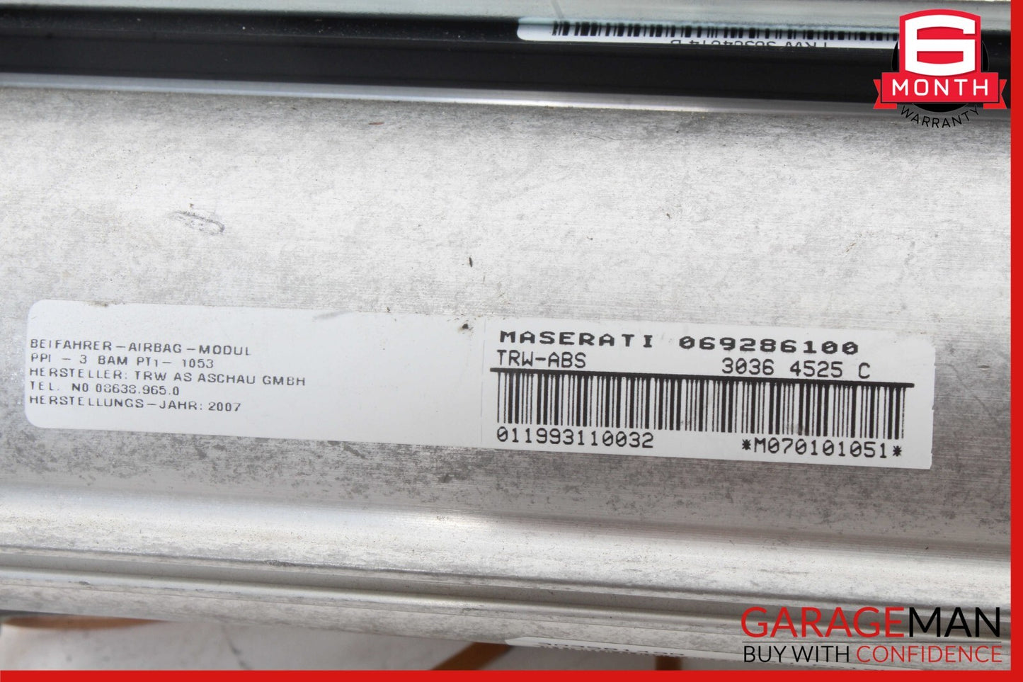 03-08 Maserati Quattroporte M139 Right Side Dashboard Panel Airbag w/ Cover OEM
