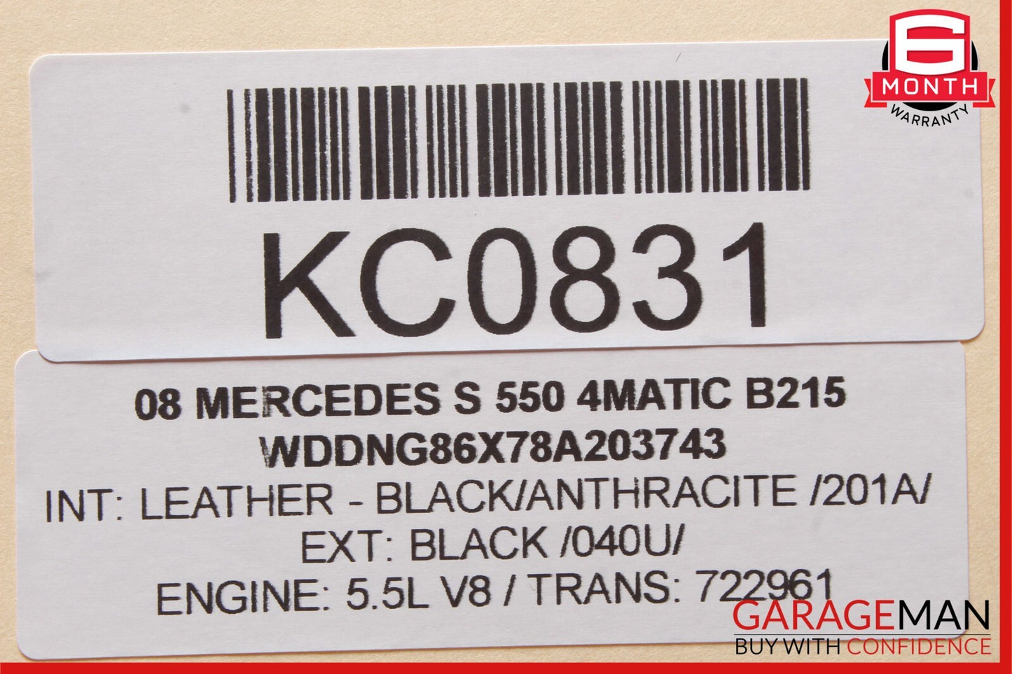 07-10 Mercedes W221 S550 S450 Steering Wheel Airbag Air Bag Assembly Black OEM
