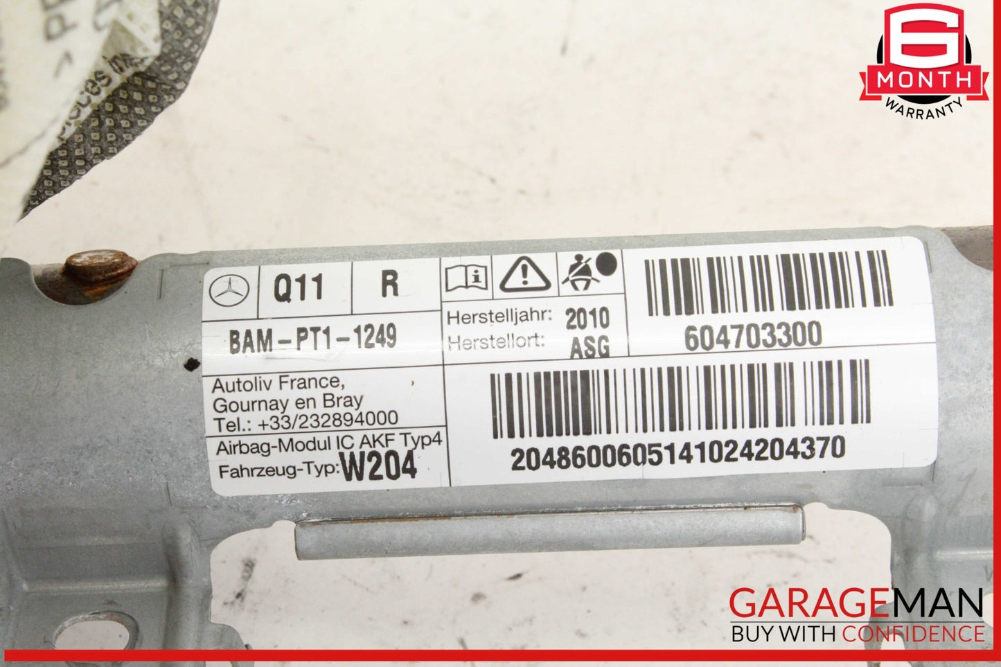 08-14 Mercedes W204 C300 C250 Right Side Roof Curtain Airbag Air Bag OEM
