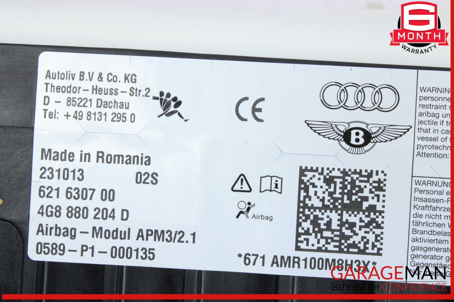 12-18 Audi A6 A7 Front Right Passenger Side Dash Dashboard Knee Air Bag Airbag