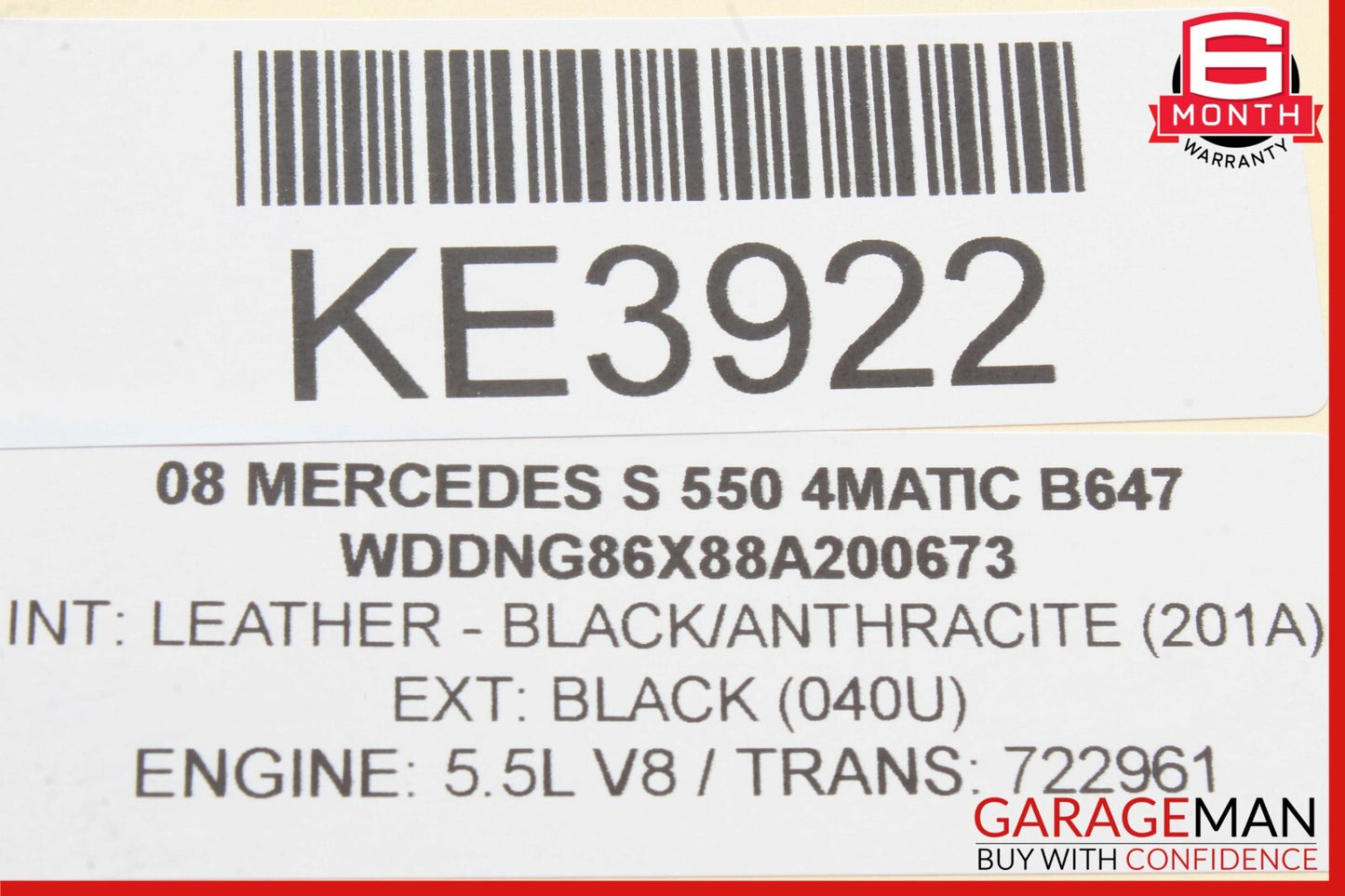 07-10 Mercedes W221 S550 CL550 S450 Steering Wheel Airbag Air Bag Anthracite OEM