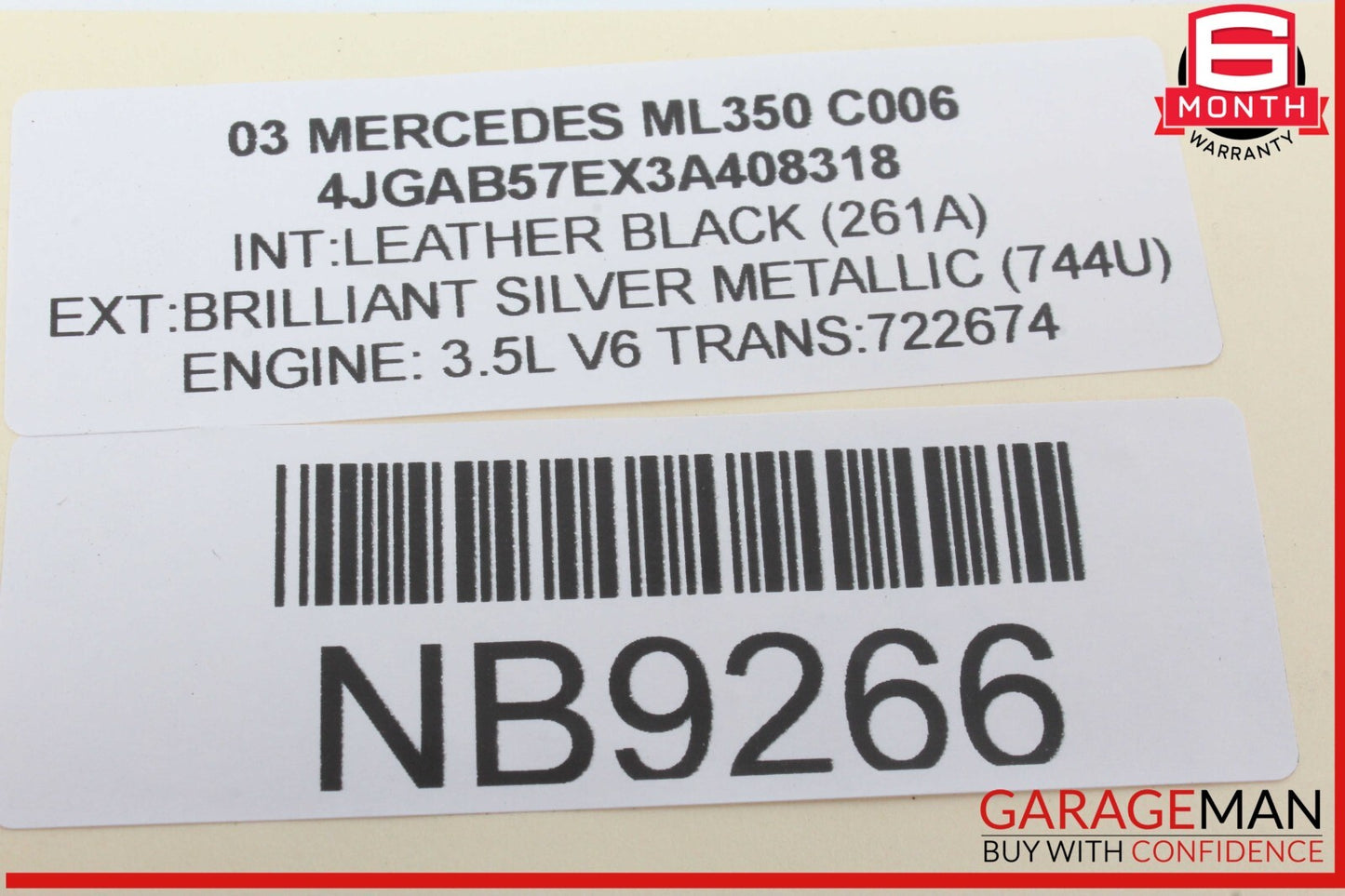 01-05 Mercedes W163 ML350 ML55 Steering Wheel Airbag Air Bag 1634600298 OEM
