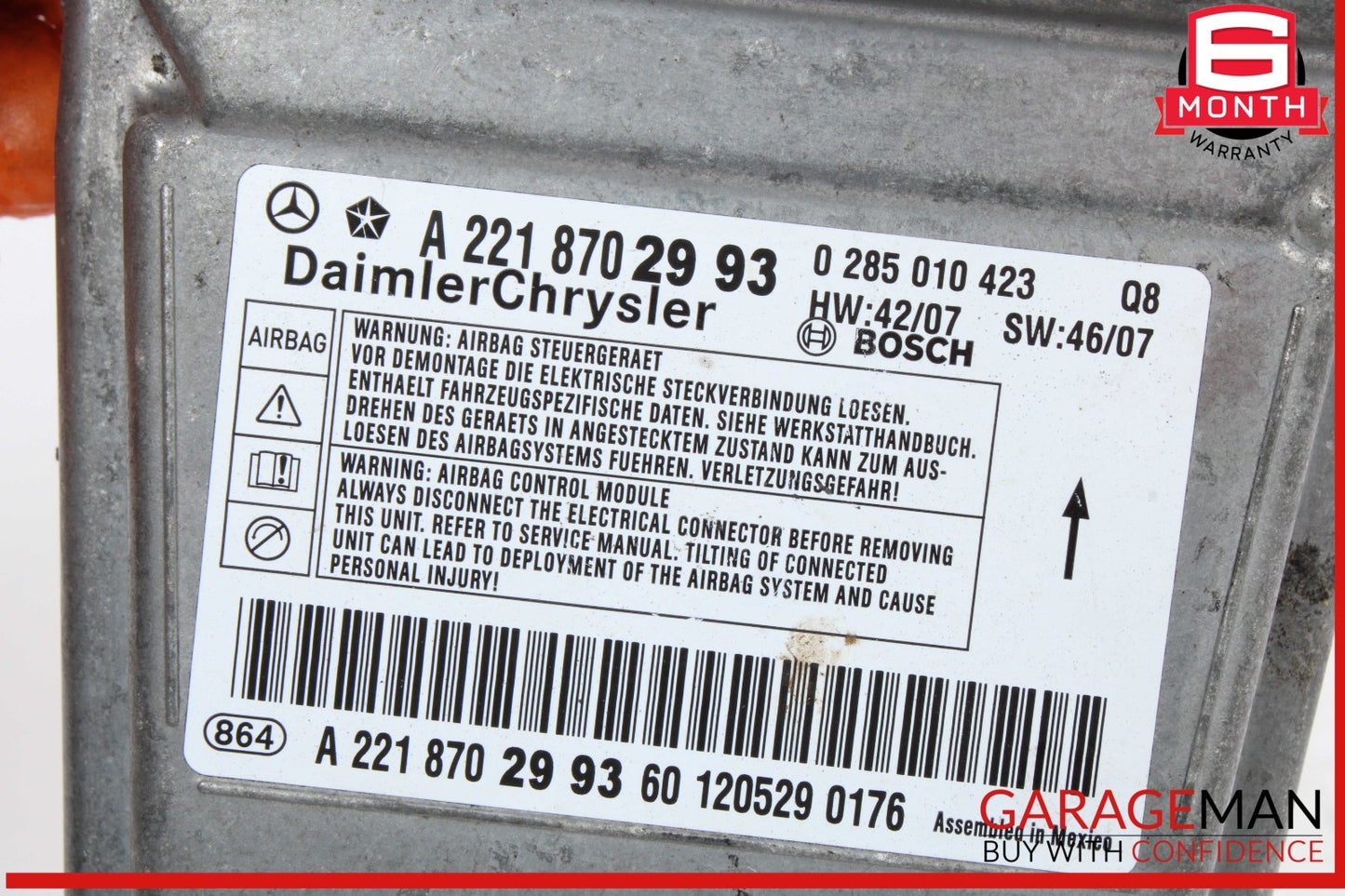 07-14 Mercedes W221 S550 CL550 Airbag Air Bag Sensor SRS Control Module Unit OEM