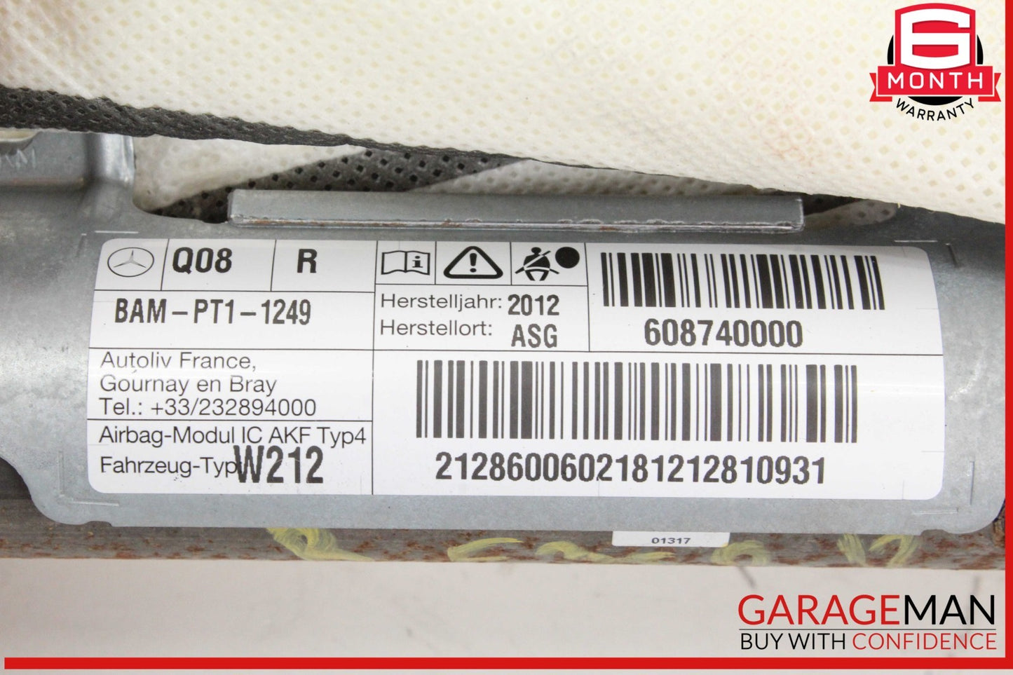 10-12 Mercedes W212 E350 E550 Right Passenger Side Roof Curtain Airbag Air Bag