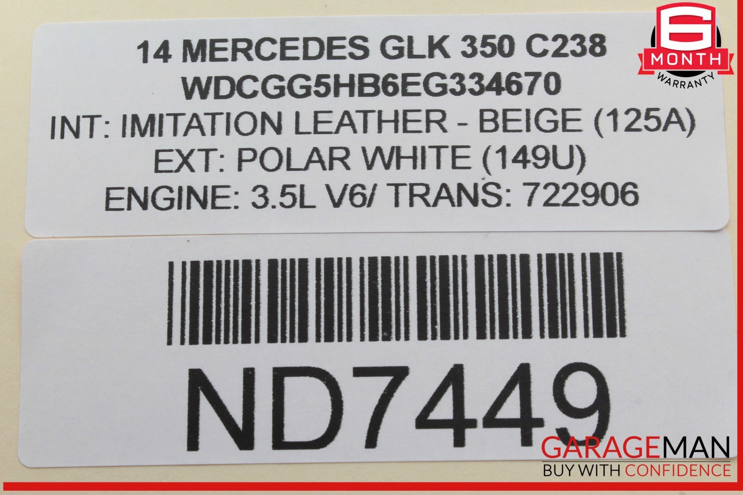 10-15 Mercedes X204 GLK350 Right Passenger Side Roof Curtain Safety Air Bag OEM