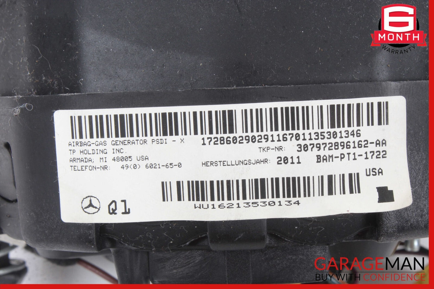 12-17 Mercedes W204 C250 E550 Driver Steering Wheel Airbag Air Bag Black OEM
