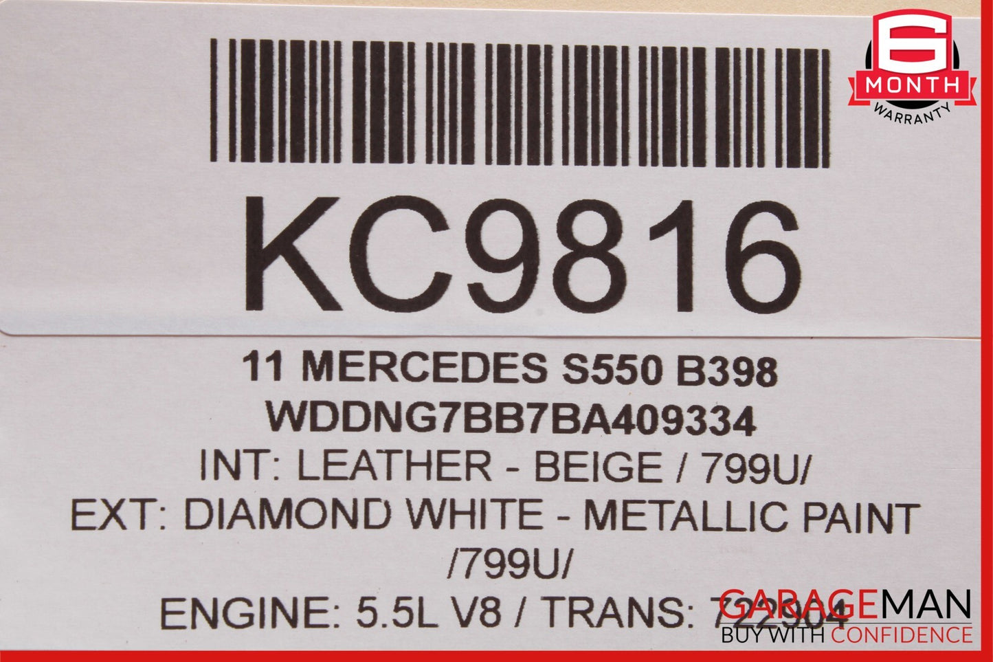 06-14 Mercedes W221 S550  GL450 CL550 Front Right Side Seat SRS Airbag Air Bag