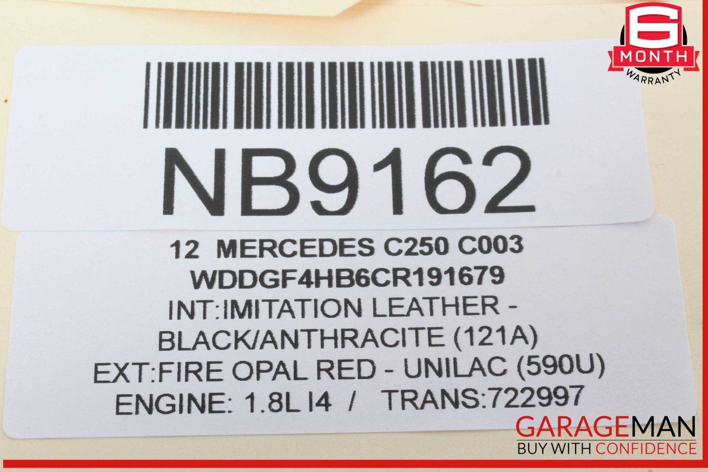 08-14 Mercedes W204 C250 C300 Left Side Roof Curtain Airbag Air Bag OEM