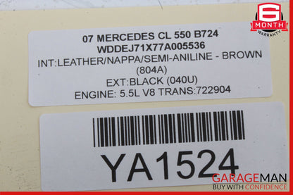 07-14 Mercedes W216 CL550 CL600 S550 S600 Rear Right Side Quarter Airbag Air Bag