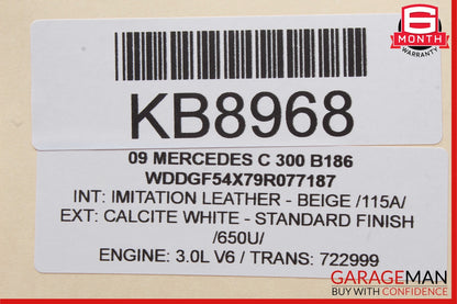 08-15 Mercedes W204 C280 C300 GLK350 Front Left SRS Seat Airbag Air Bag Beige