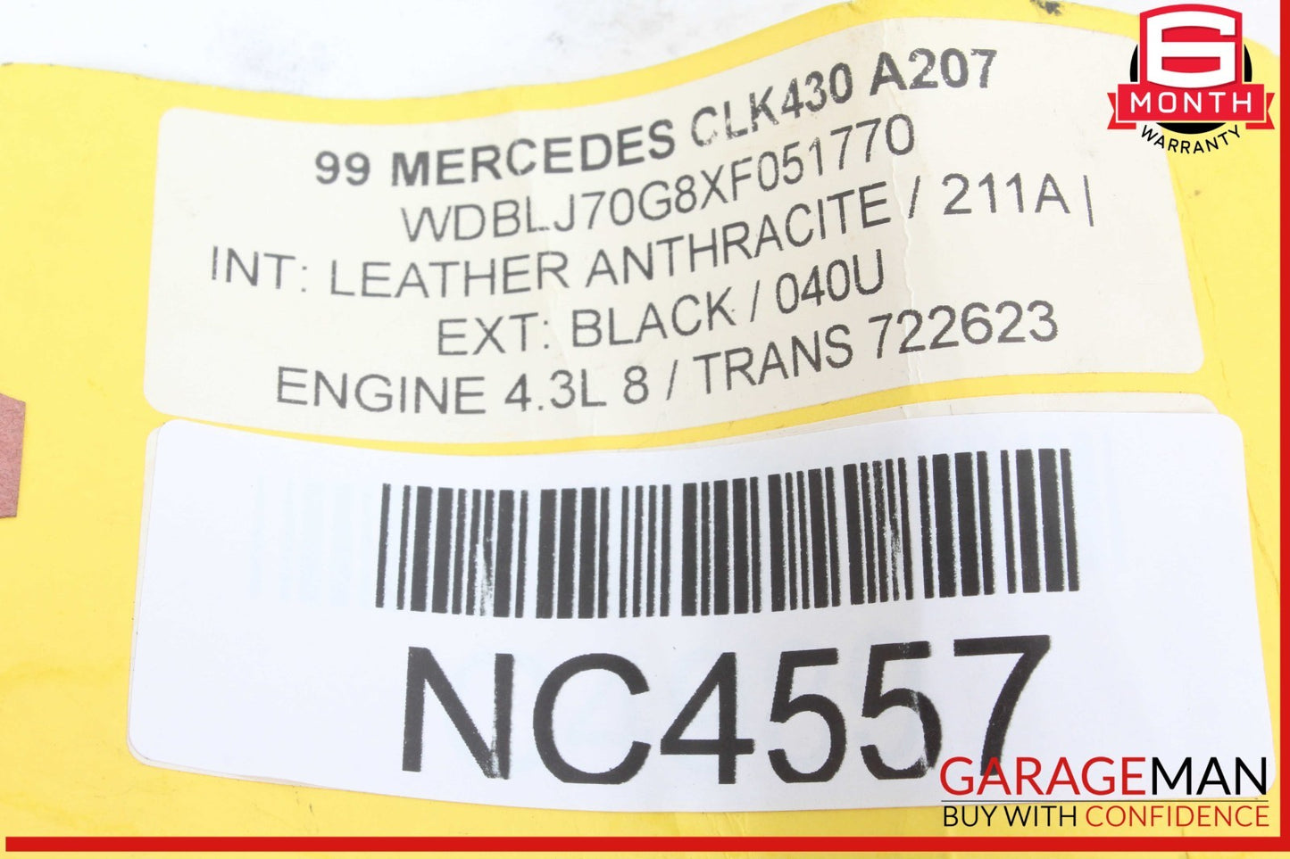98-99 Mercedes W208 CLK430 CLK320 Driver Steering Wheel Airbag Black OEM