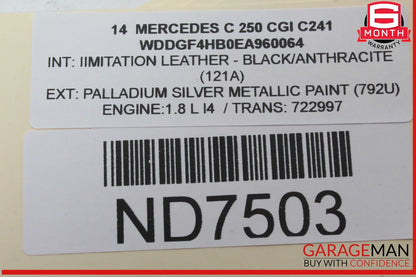 08-14 Mercedes W204 C250 CGI Right Side Roof Curtain Airbag Air Bag OEM