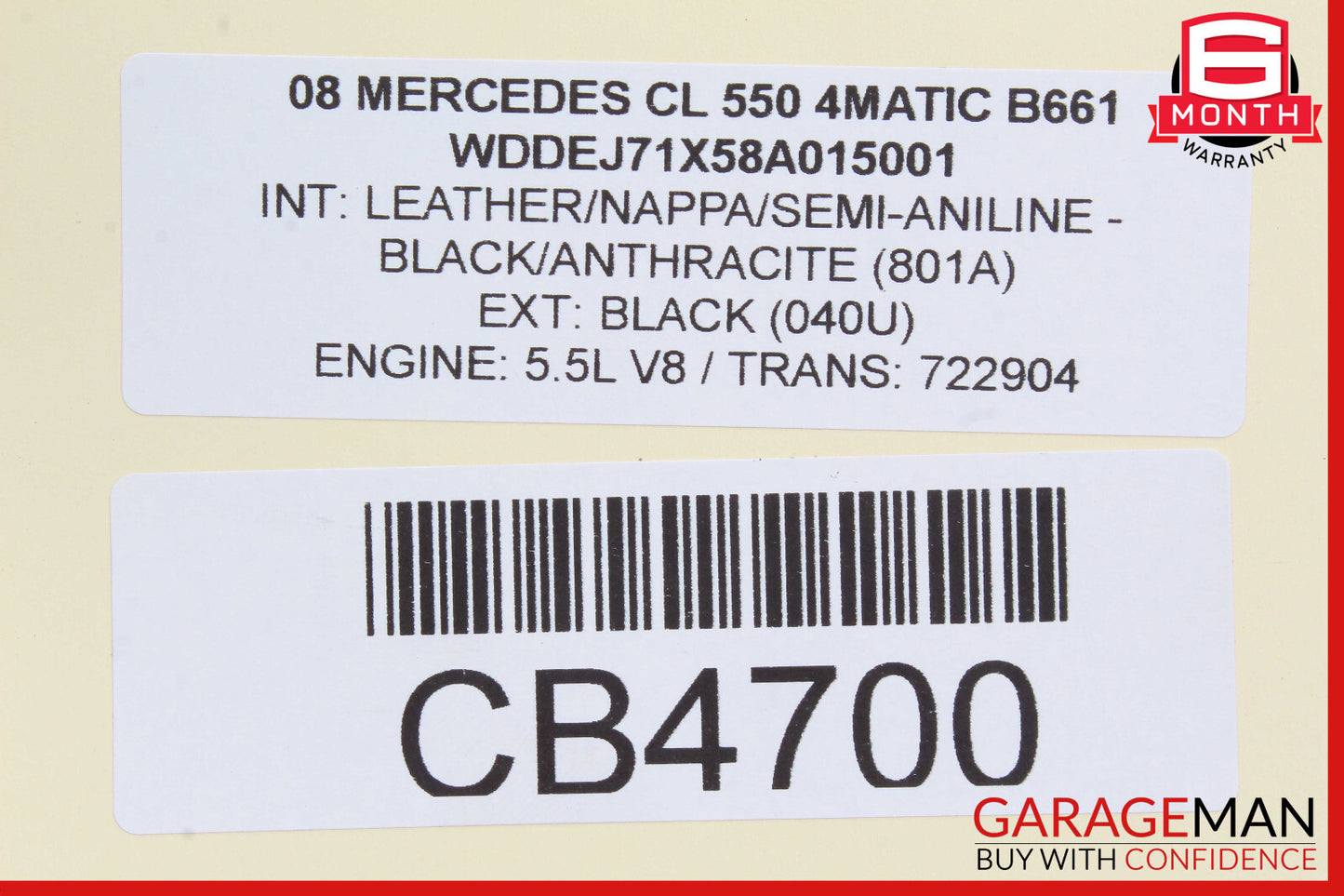 07-14 Mercedes CL550 S550 CL500 Rear Right Side Quarter Airbag Air Bag OEM