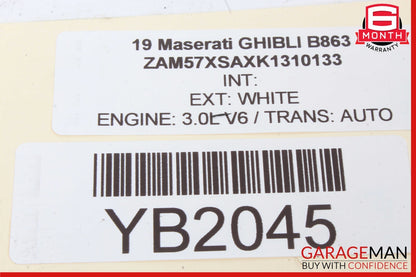 14-20 Maserati Ghibli Black Driver Column Steering Wheel Crash Airbag