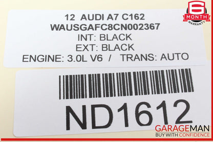 Car sticker with Audi vehicle details on a beige background