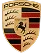 Porsche emblem with horse and striped shield design