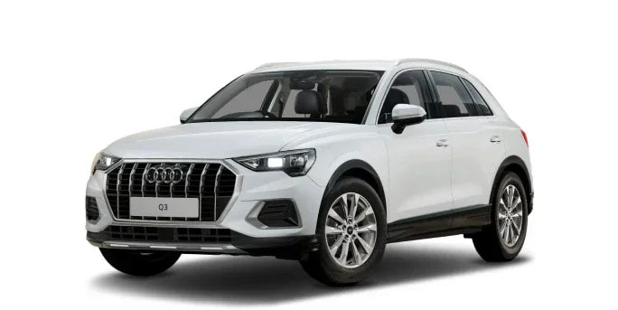 White Audi Q3 SUV with sleek design and alloy wheels