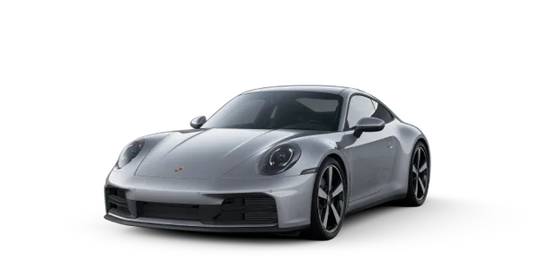 Silver Porsche 911 sports car with black rims, sleek European design for performance enthusiasts
