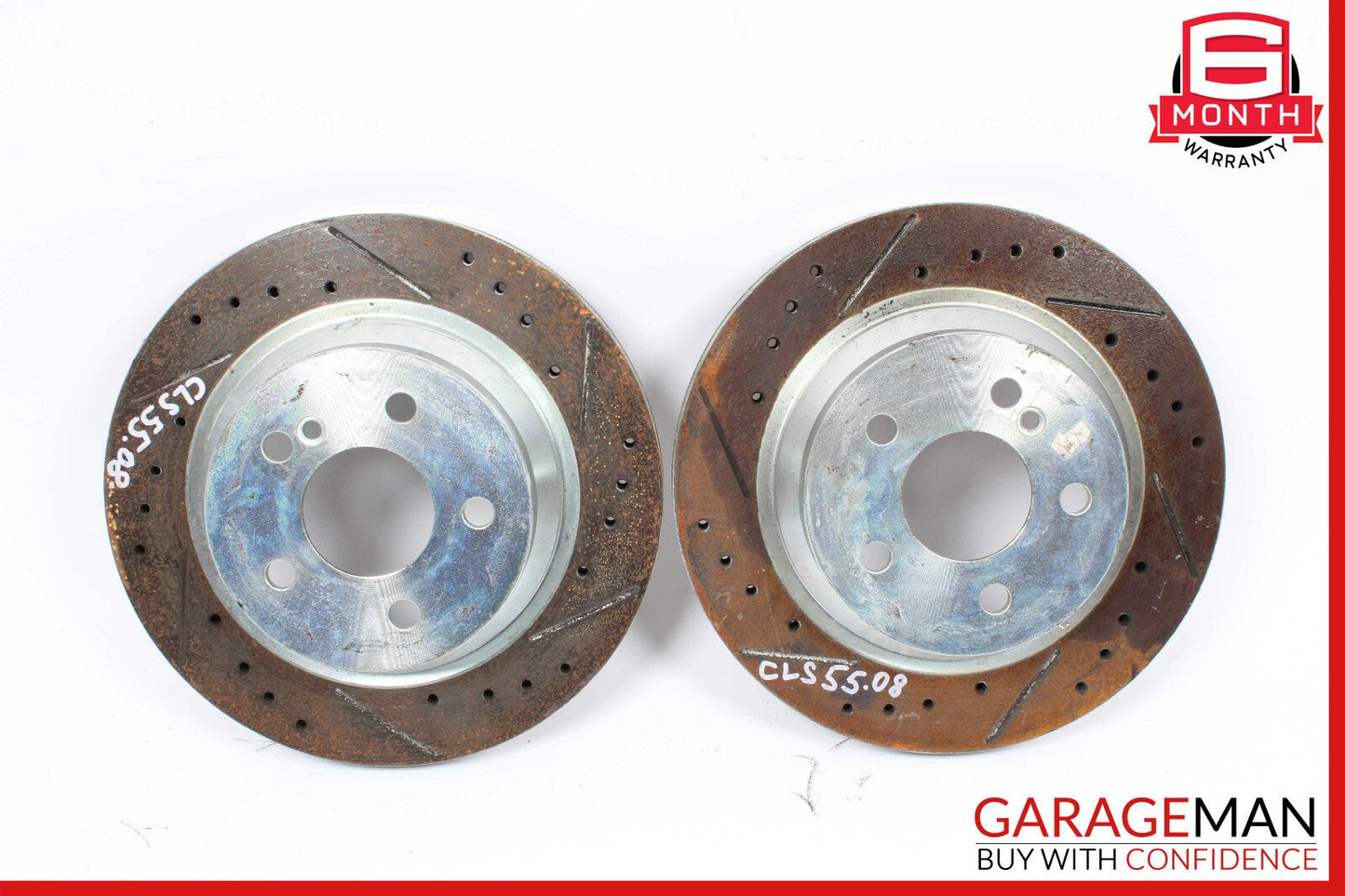 06-11 Mercedes W219 CLS550 Rear Right & Left Brake Rotor Disc Set Drilled OEM