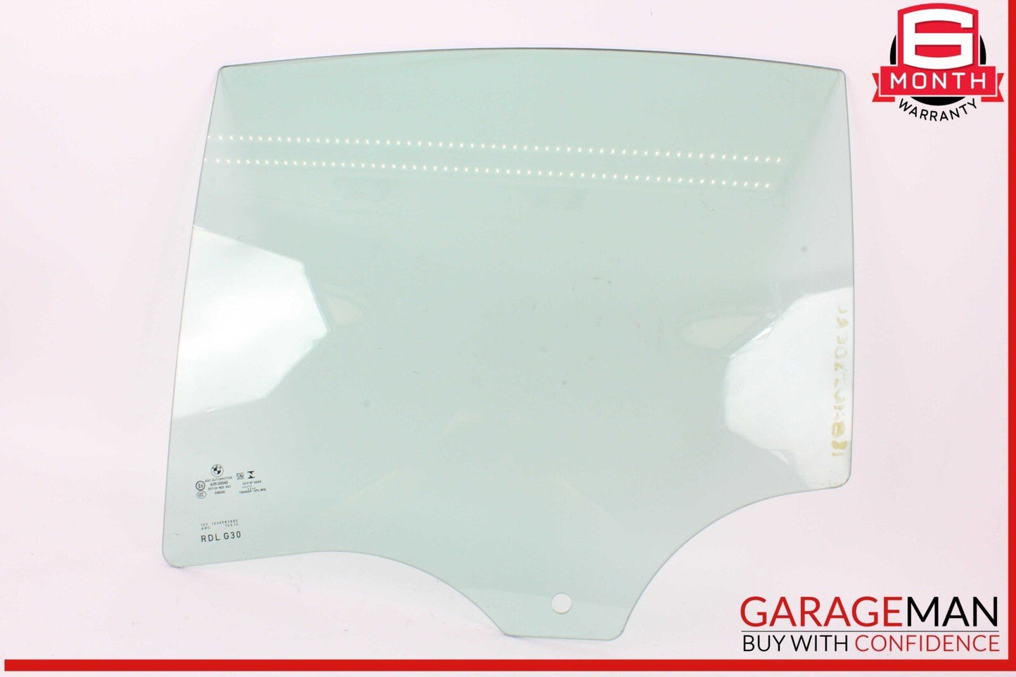 17-20 BMW 530E Rear Left Driver Side Door Window Glass OEM
