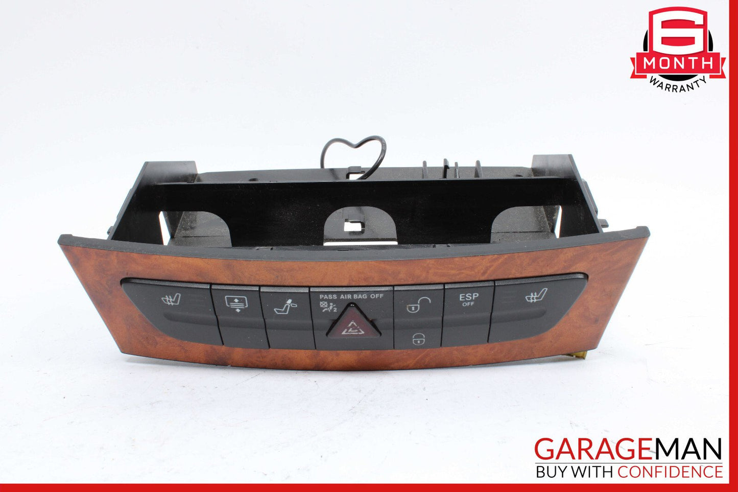 07-09 Mercedes W211 E350 E550 Hazard Control Door Lock Switch Panel Wood OEM