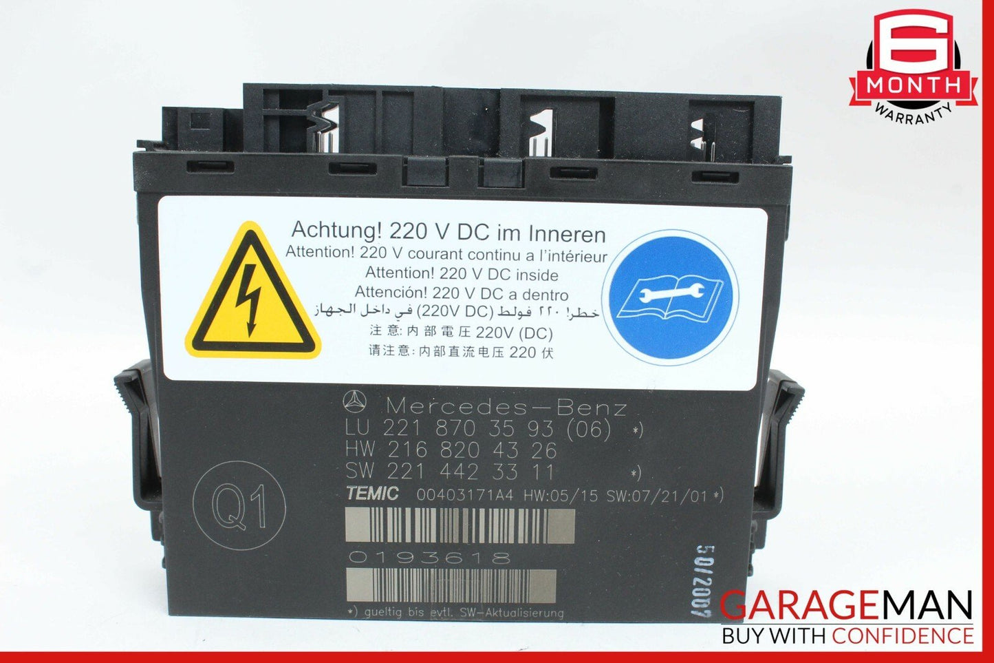 07-10 Mercedes CL550 S600 Front Right / Left Seat Contour Control Module Unit