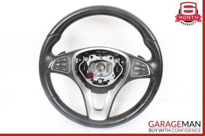 15-18 Mercedes W205 C300 GLC300 Steering Wheel Black w/ Paddle Shifters Assy OEM