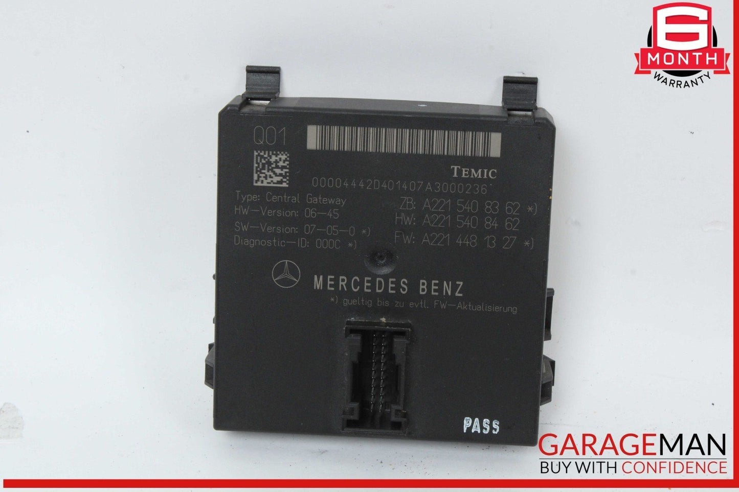 07-14 Mercedes W221 S550 S400 Central Gateway Control Module Unit 2215408362 OEM