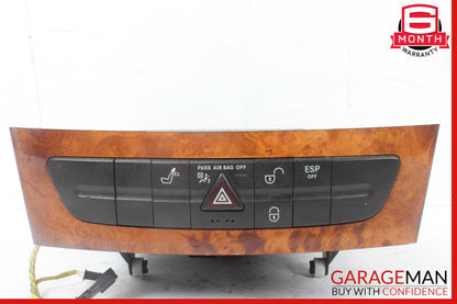 03-09 Mercedes W211 E500 Hazard Light Door Lock Control Switch Module Wood OEM