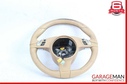 11-14 Porsche Panamera 970 Multifunction Steering Wheel Assembly Beige OEM
