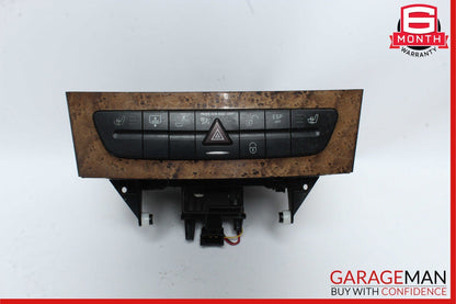 03-09 Mercedes E320 E500 CLS63 AMG Hazard Light Switch Control Panel Dark Wood