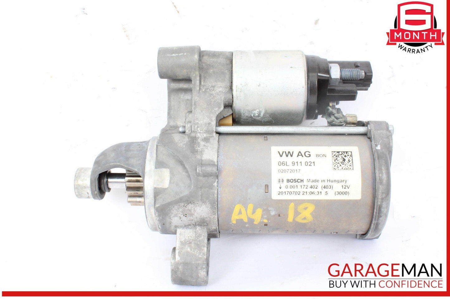 17-20 Audi A4 Engine Starter Motor Bosch 06L911021 OEM