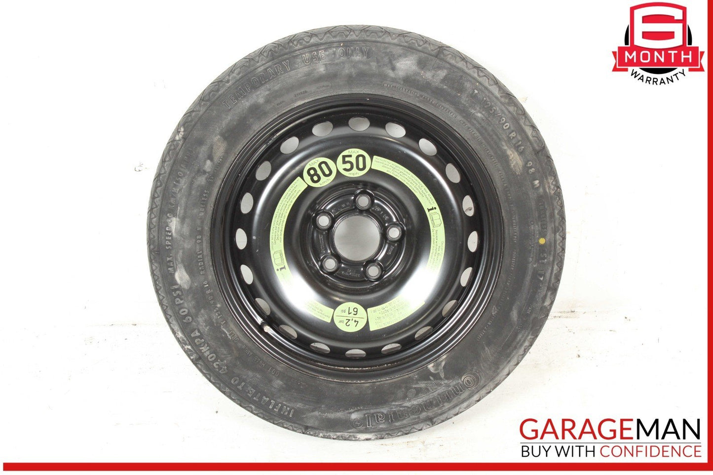 08-14 Mercedes W204 C250 C300 Emergency Spare Tire Donut Wheel Rim 125 90 16"