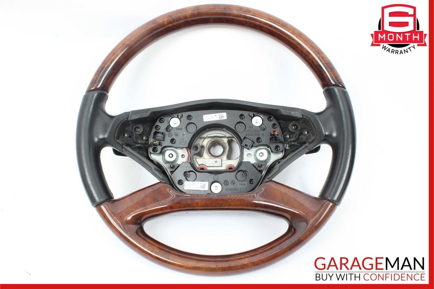 10-13 Mercedes W221 S550 S63 AMG Steering Wheel w/ Paddle Shifters Assembly Wood