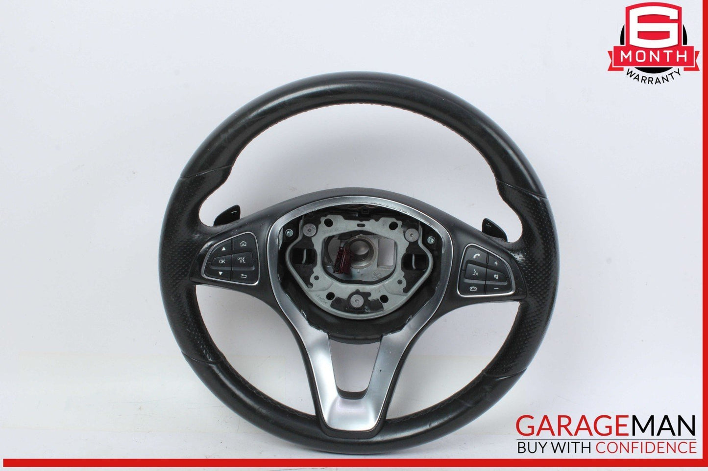 15-18 Mercedes W205 C300 GLC300 Steering Wheel Black w/ Paddle Shifters Assy OEM