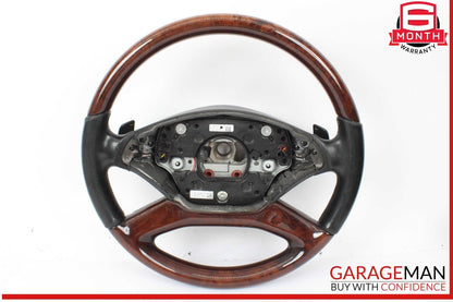 10-14 Mercedes W221 S550 S600 Steering Wheel w/ Paddle Shifters Black Wood OEM