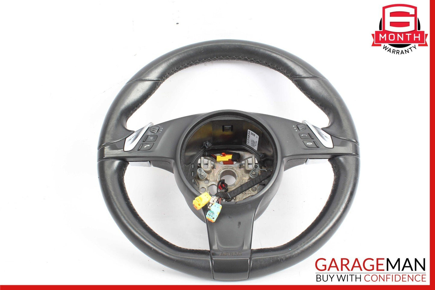 11-14 Porsche Cayenne 958 S Multifunction Steering Wheel Assembly Black OEM
