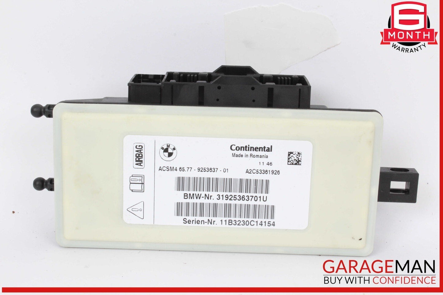 11-17 BMW X3 Crash SRS Control Module Unit 9253637 OEM