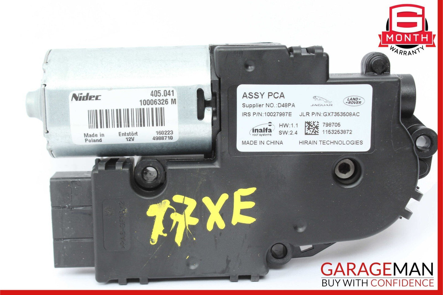 17-19 Jaguar XE 2.0 Panoramic Sunroof Sun Roof Motor OEM