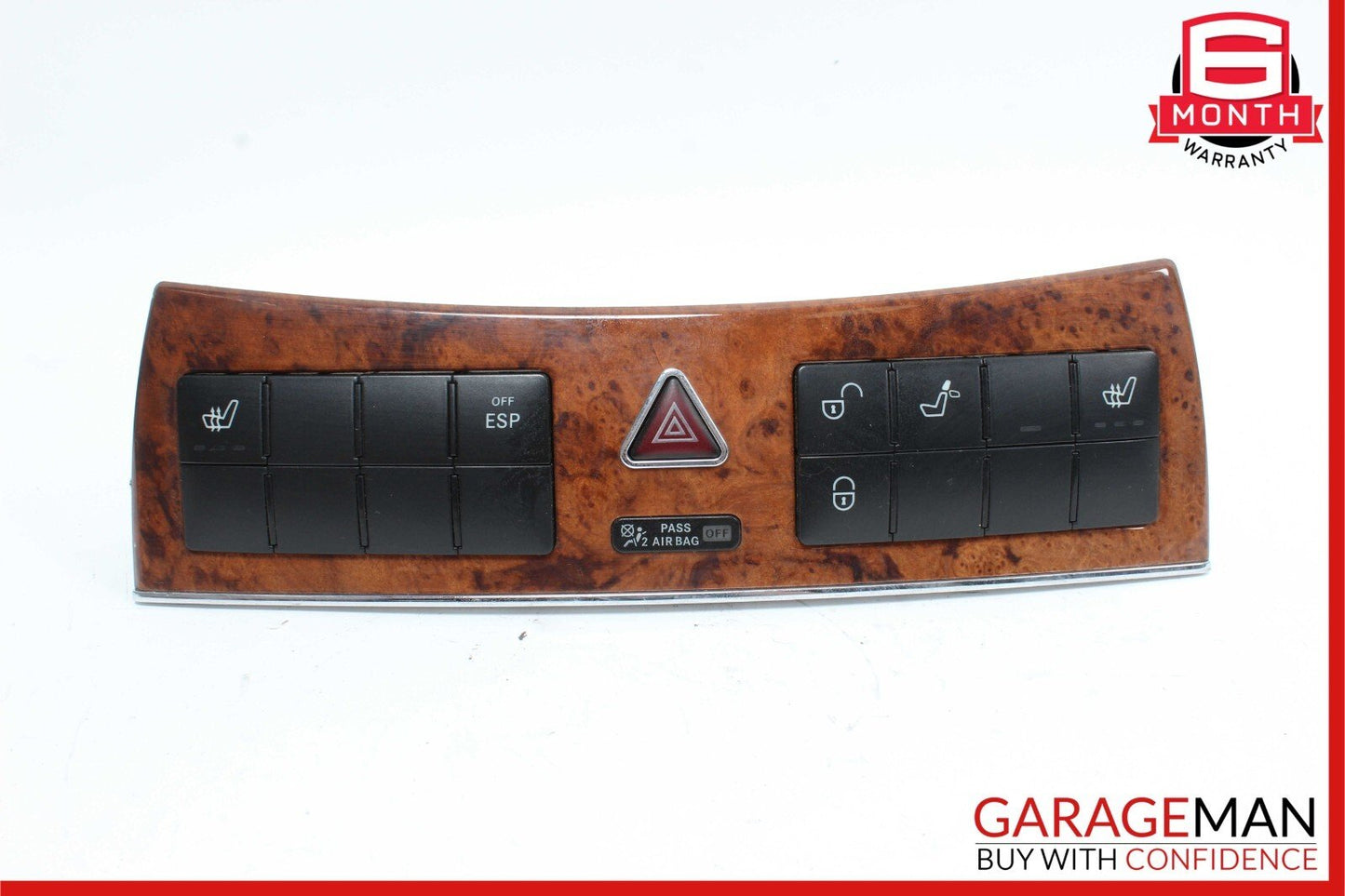 05-09 Mercedes W209 CLK350 Dash Heated Seat ESP Hazard Light Switch Control Wood